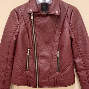 EUC — Forever 21 faux leather motto jacket in wine